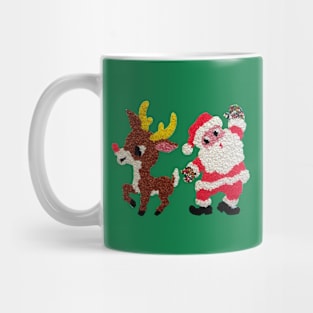 Vintage Santa & Rudolph Melted Plastic Mug